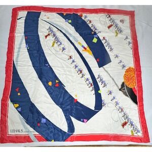 Vintage Lee Haus Original Design 100% Silk Made in Korea Scarf Olympics